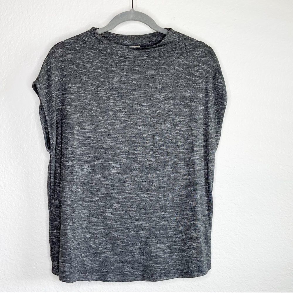 Dolan dark gray cap sleeve shirt large rayon blend